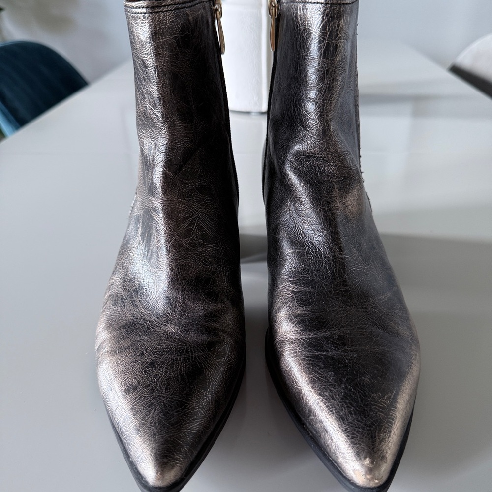 Franco Sarto Metallic Black Ankle Boots